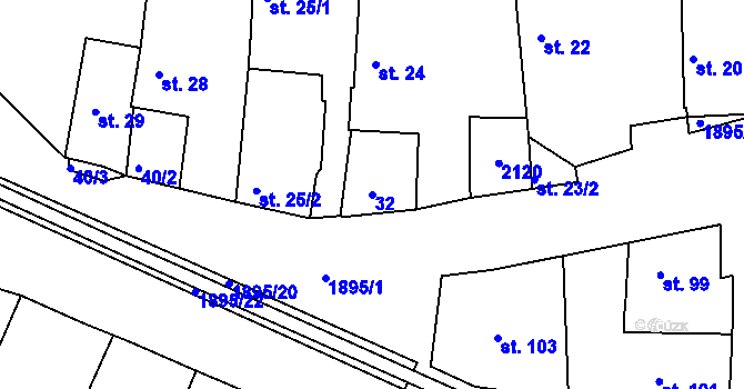 Parcela st. 32 v KÚ Tlumačov u Domažlic, Katastrální mapa
