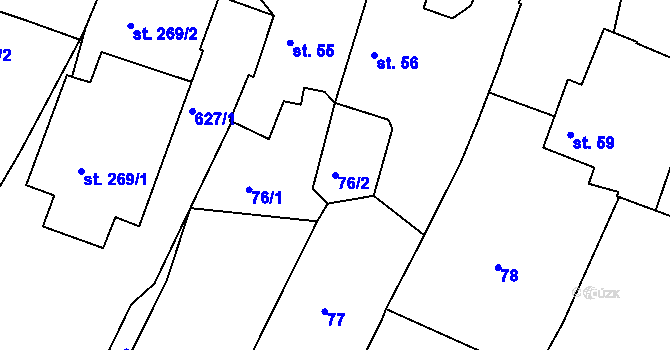 Parcela st. 76/2 v KÚ Tlumačov u Domažlic, Katastrální mapa
