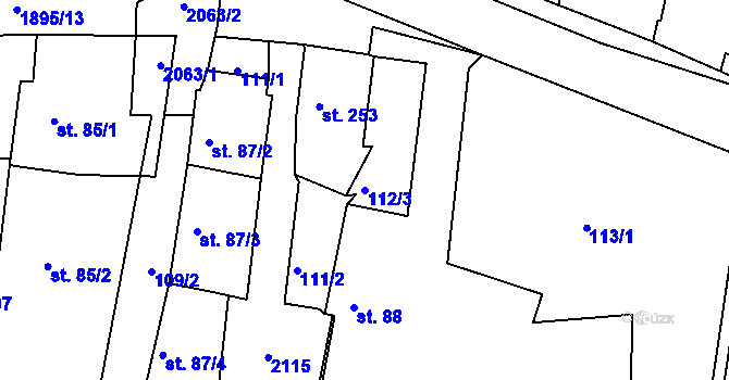 Parcela st. 112/3 v KÚ Tlumačov u Domažlic, Katastrální mapa
