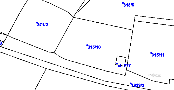Parcela st. 315/10 v KÚ Tlumačov u Domažlic, Katastrální mapa