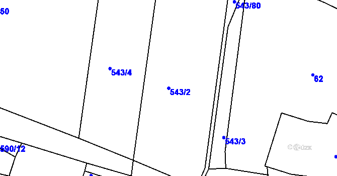Parcela st. 543/2 v KÚ Tlumačov u Domažlic, Katastrální mapa