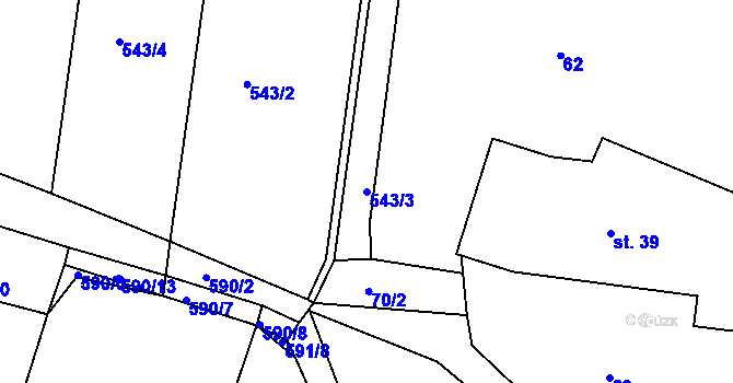Parcela st. 543/3 v KÚ Tlumačov u Domažlic, Katastrální mapa