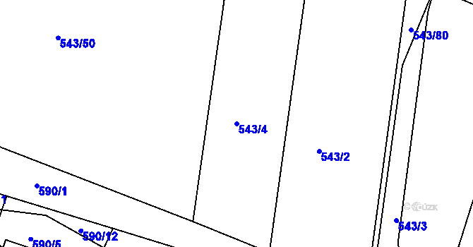 Parcela st. 543/4 v KÚ Tlumačov u Domažlic, Katastrální mapa