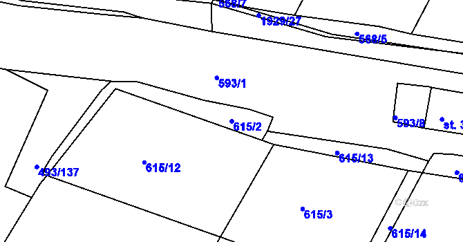 Parcela st. 615/2 v KÚ Tlumačov u Domažlic, Katastrální mapa