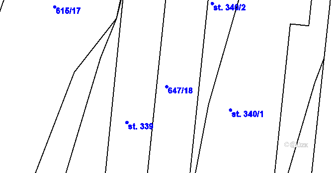 Parcela st. 647/18 v KÚ Tlumačov u Domažlic, Katastrální mapa