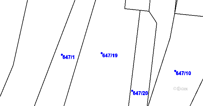 Parcela st. 647/19 v KÚ Tlumačov u Domažlic, Katastrální mapa