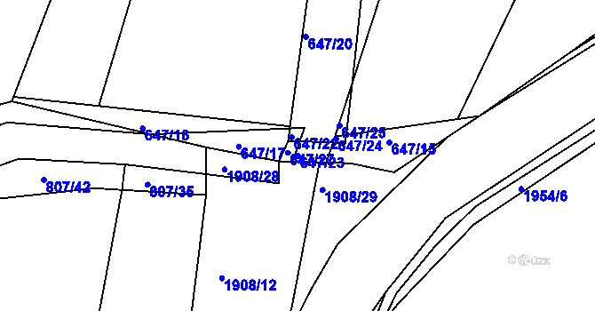 Parcela st. 647/23 v KÚ Tlumačov u Domažlic, Katastrální mapa