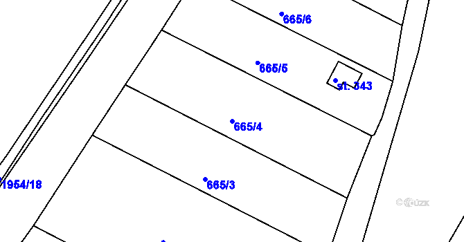 Parcela st. 665/4 v KÚ Tlumačov u Domažlic, Katastrální mapa