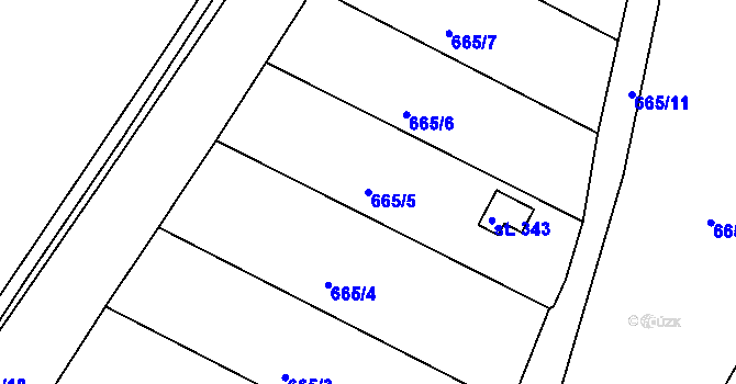 Parcela st. 665/5 v KÚ Tlumačov u Domažlic, Katastrální mapa