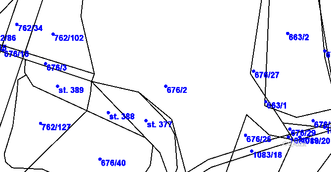 Parcela st. 676/2 v KÚ Tlumačov u Domažlic, Katastrální mapa