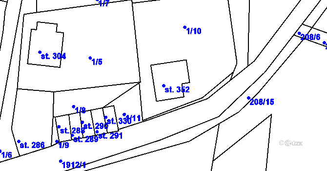 Parcela st. 352 v KÚ Tlumačov u Domažlic, Katastrální mapa