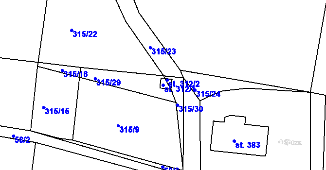 Parcela st. 312/1 v KÚ Tlumačov u Domažlic, Katastrální mapa