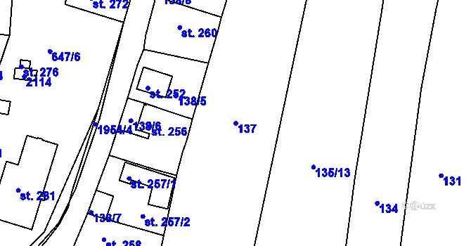 Parcela st. 137 v KÚ Tlumačov u Domažlic, Katastrální mapa