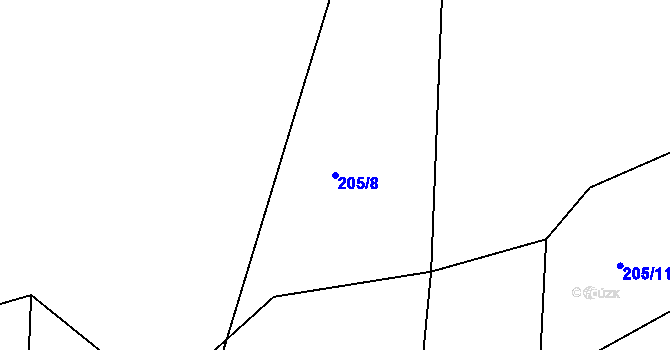 Parcela st. 205/8 v KÚ Tlumačov u Domažlic, Katastrální mapa