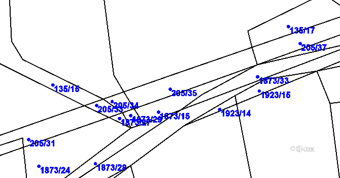 Parcela st. 205/35 v KÚ Tlumačov u Domažlic, Katastrální mapa