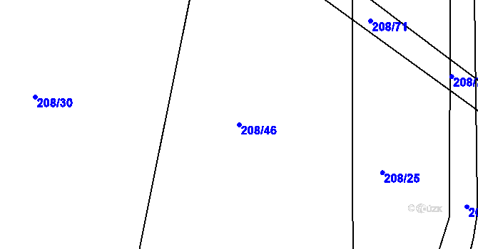 Parcela st. 208/46 v KÚ Tlumačov u Domažlic, Katastrální mapa