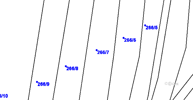 Parcela st. 266/7 v KÚ Tlumačov u Domažlic, Katastrální mapa