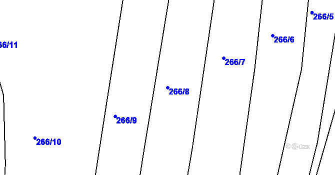 Parcela st. 266/8 v KÚ Tlumačov u Domažlic, Katastrální mapa