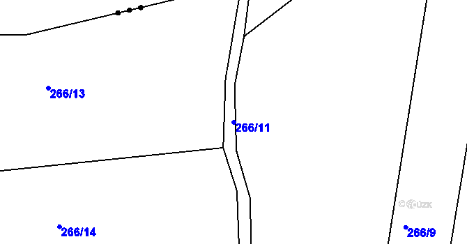 Parcela st. 266/11 v KÚ Tlumačov u Domažlic, Katastrální mapa