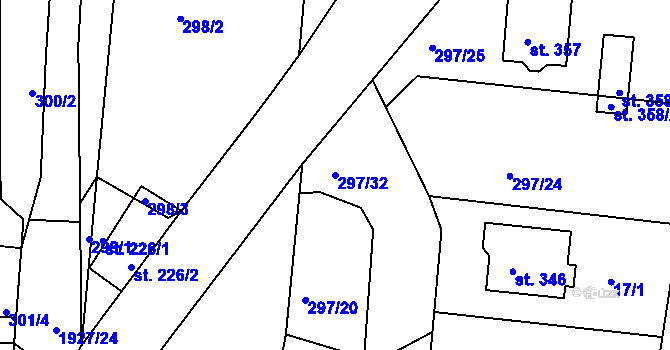 Parcela st. 297/32 v KÚ Tlumačov u Domažlic, Katastrální mapa