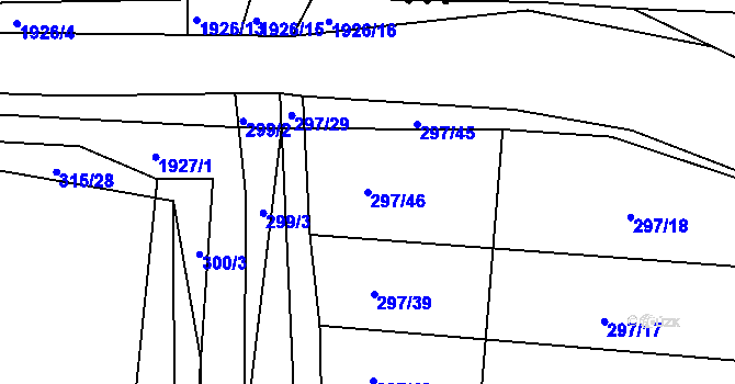 Parcela st. 297/46 v KÚ Tlumačov u Domažlic, Katastrální mapa