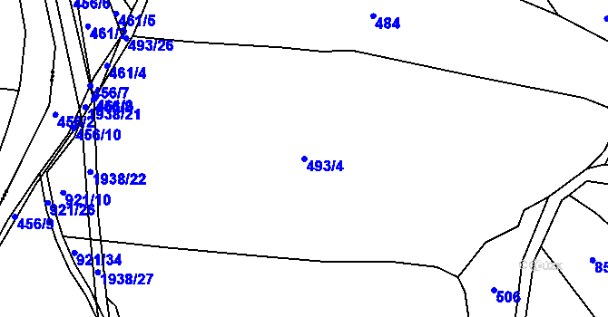 Parcela st. 493/4 v KÚ Tlumačov u Domažlic, Katastrální mapa
