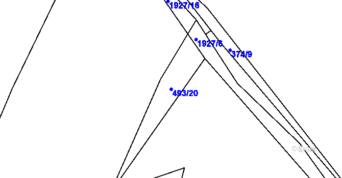 Parcela st. 493/20 v KÚ Tlumačov u Domažlic, Katastrální mapa
