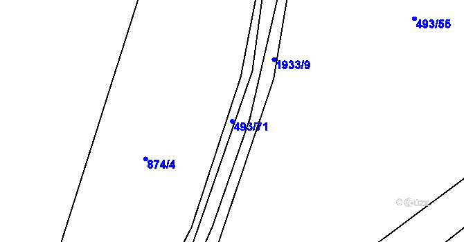 Parcela st. 493/71 v KÚ Tlumačov u Domažlic, Katastrální mapa