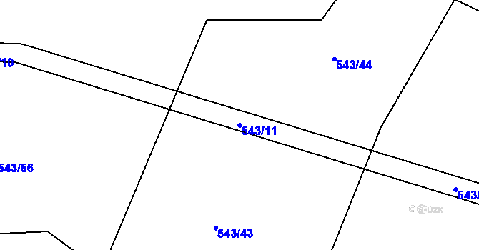 Parcela st. 543/11 v KÚ Tlumačov u Domažlic, Katastrální mapa