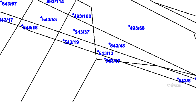 Parcela st. 543/13 v KÚ Tlumačov u Domažlic, Katastrální mapa