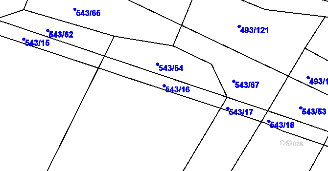 Parcela st. 543/16 v KÚ Tlumačov u Domažlic, Katastrální mapa