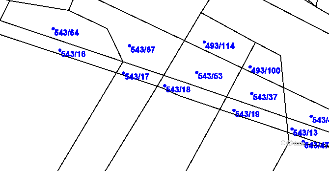 Parcela st. 543/18 v KÚ Tlumačov u Domažlic, Katastrální mapa