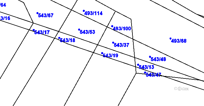 Parcela st. 543/19 v KÚ Tlumačov u Domažlic, Katastrální mapa