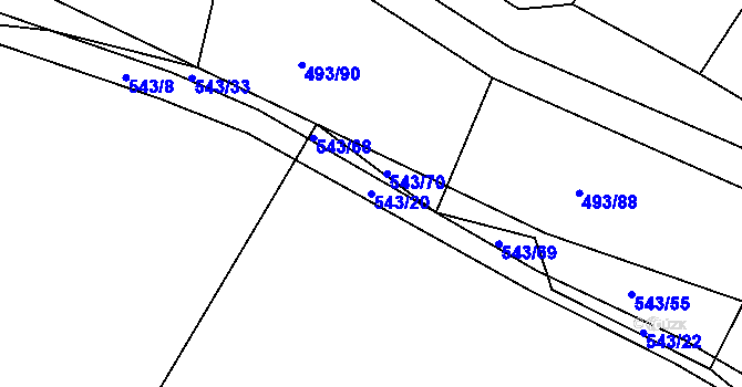 Parcela st. 543/20 v KÚ Tlumačov u Domažlic, Katastrální mapa