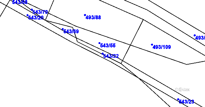 Parcela st. 543/22 v KÚ Tlumačov u Domažlic, Katastrální mapa