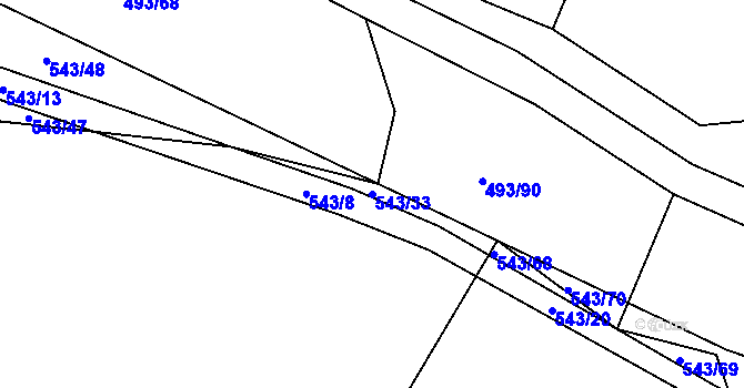 Parcela st. 543/33 v KÚ Tlumačov u Domažlic, Katastrální mapa