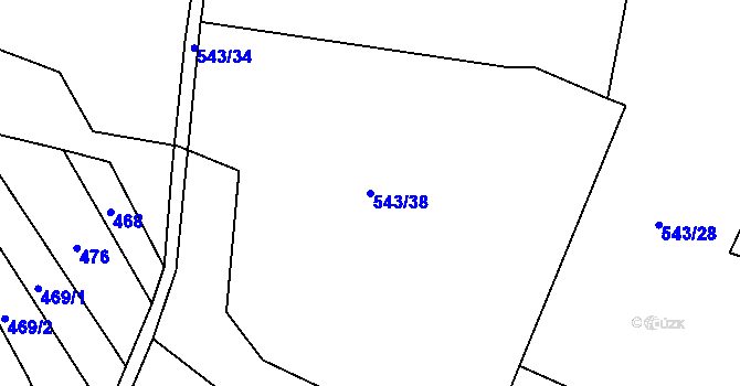 Parcela st. 543/38 v KÚ Tlumačov u Domažlic, Katastrální mapa