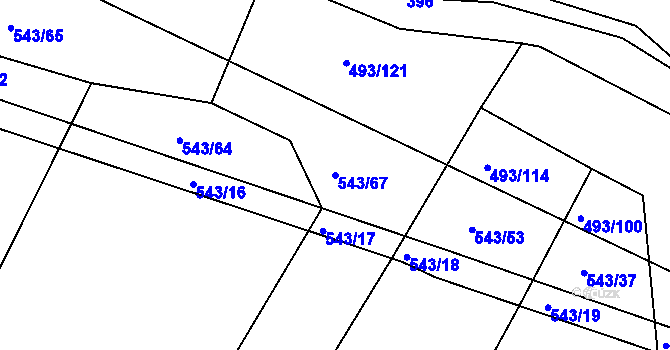 Parcela st. 543/67 v KÚ Tlumačov u Domažlic, Katastrální mapa