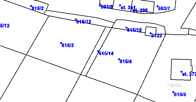 Parcela st. 615/14 v KÚ Tlumačov u Domažlic, Katastrální mapa