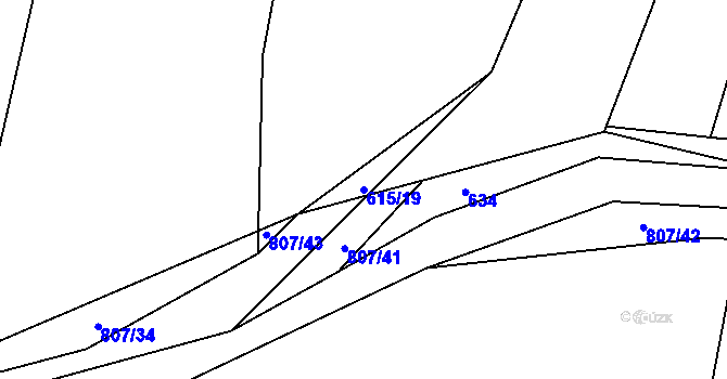 Parcela st. 615/19 v KÚ Tlumačov u Domažlic, Katastrální mapa
