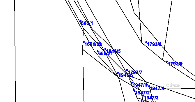 Parcela st. 665/21 v KÚ Tlumačov u Domažlic, Katastrální mapa