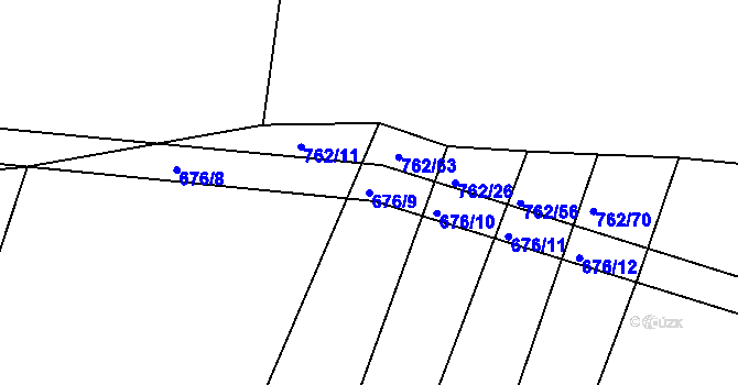 Parcela st. 676/9 v KÚ Tlumačov u Domažlic, Katastrální mapa