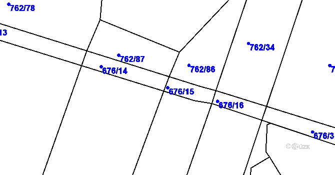 Parcela st. 676/15 v KÚ Tlumačov u Domažlic, Katastrální mapa