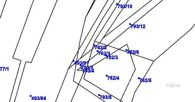 Parcela st. 762/1 v KÚ Tlumačov u Domažlic, Katastrální mapa