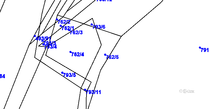 Parcela st. 762/5 v KÚ Tlumačov u Domažlic, Katastrální mapa