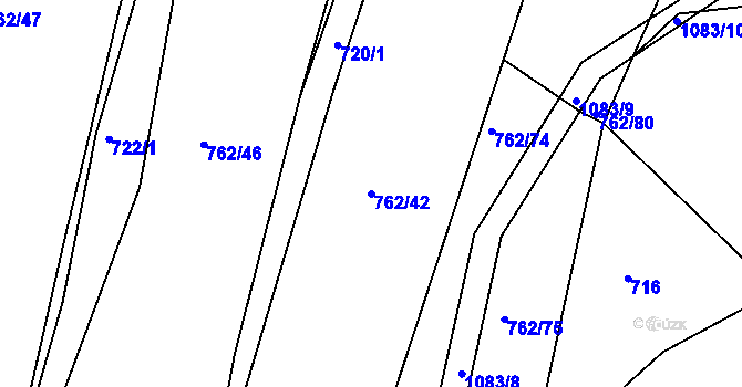 Parcela st. 762/42 v KÚ Tlumačov u Domažlic, Katastrální mapa