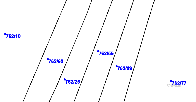 Parcela st. 762/55 v KÚ Tlumačov u Domažlic, Katastrální mapa