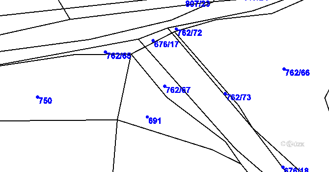 Parcela st. 762/67 v KÚ Tlumačov u Domažlic, Katastrální mapa