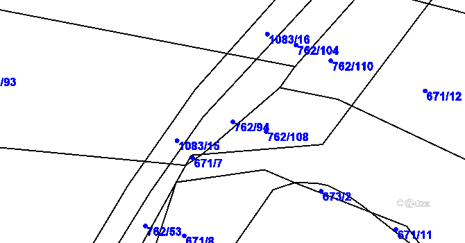 Parcela st. 762/94 v KÚ Tlumačov u Domažlic, Katastrální mapa