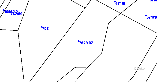 Parcela st. 762/107 v KÚ Tlumačov u Domažlic, Katastrální mapa